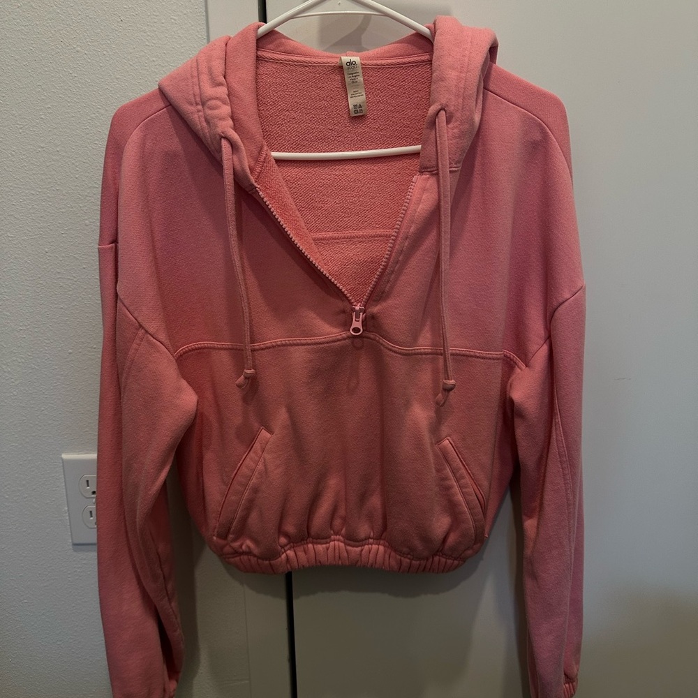 Alo Pink Crop Hoodie